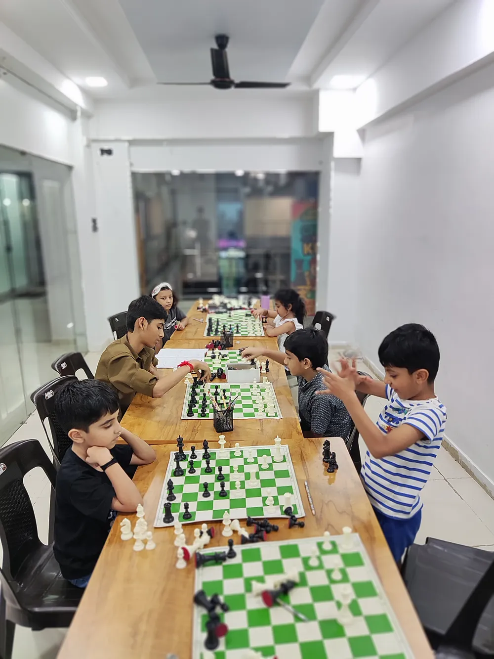 Chess training class in progress at Surat Chess Club, Vesu